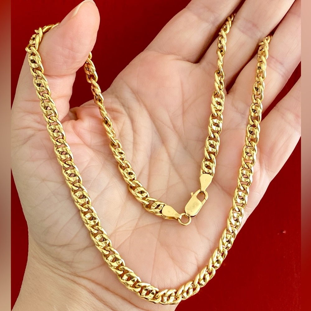 Chunky 18K Italian Gold Double Curb Chain